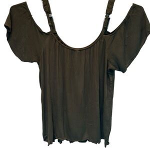 Women's Olive Green Cold Shoulder Top Sz 2X